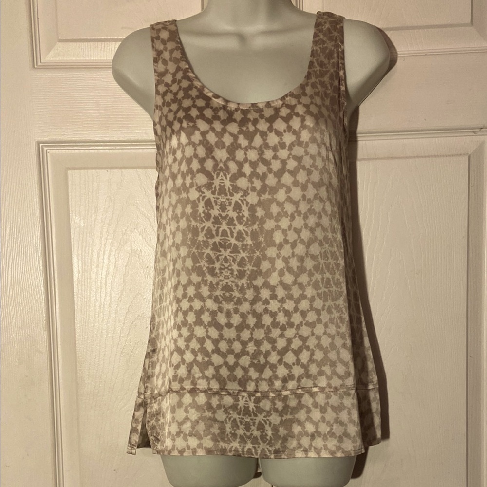 ECRU Silver Gray Patterned Sleeveless Top Blouse sz S